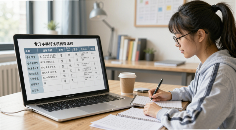 专升本学生对比机构课程表场景图