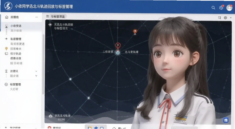 小依同学依迅北斗轨迹回放与标签管理界面预览图