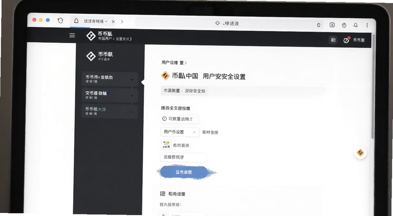 币安中国用户安全设置页面预览图