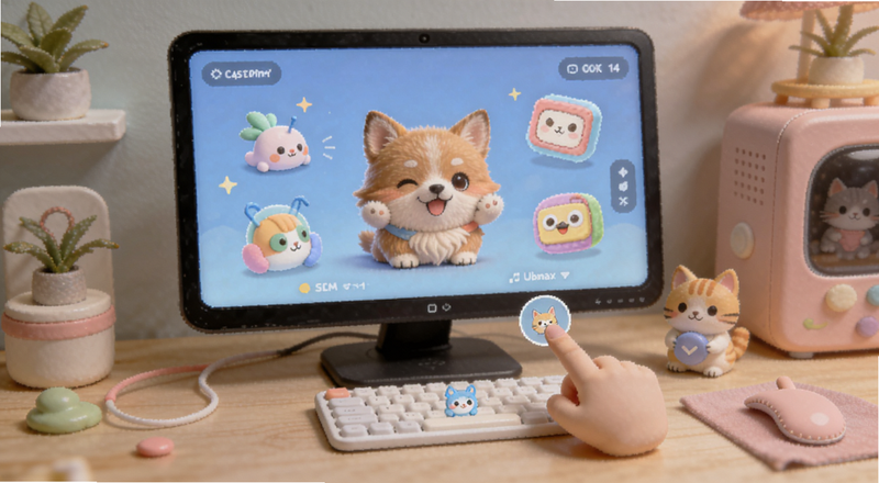 电子桌面萌宠互动操作预览图
