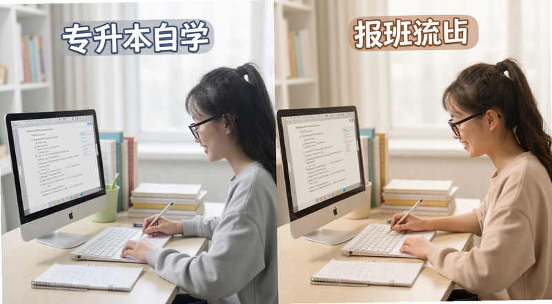 专升本自学与报班对比场景预览图