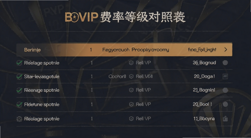 B安VIP费率等级对照表预览图