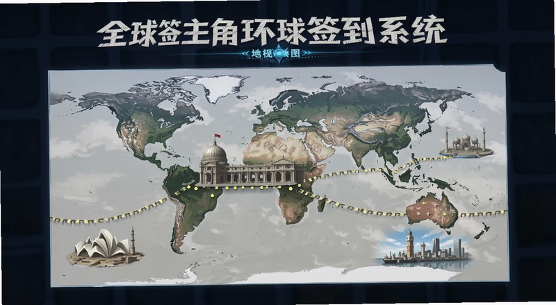 全球主角环球签到系统地标解锁路线图预览图