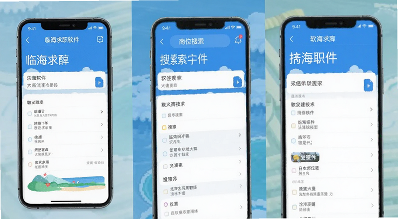 手机端临海求职软件岗位搜索界面预览图