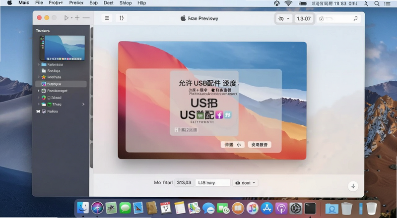 Mac系统设置中允许USB配件连接选项预览图