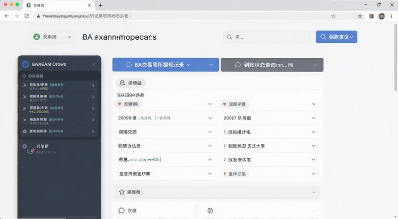 BA交易所提现记录与到账状态查询页面预览图