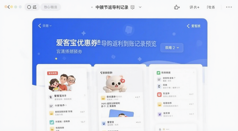 爱客宝优惠券导购返利到账记录预览图