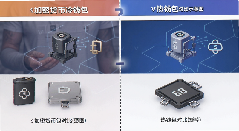 加密货币冷钱包和热钱包对比示意图