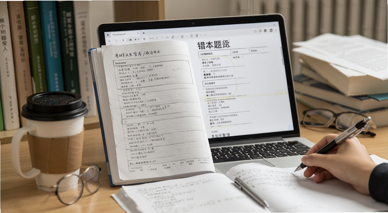 考研学生刷政治题库错题本整理图