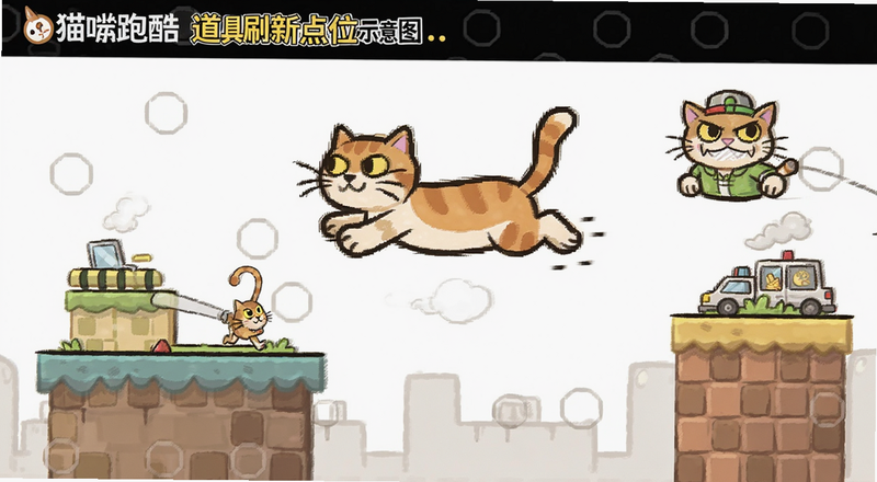 猫咪跑酷道具刷新点位示意图