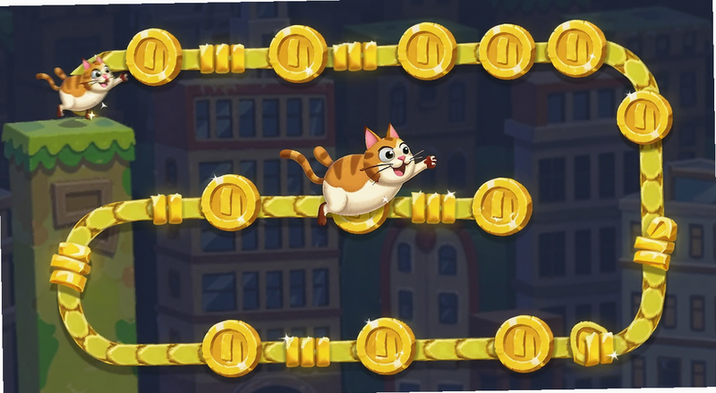 猫咪跑酷连击金币路线图