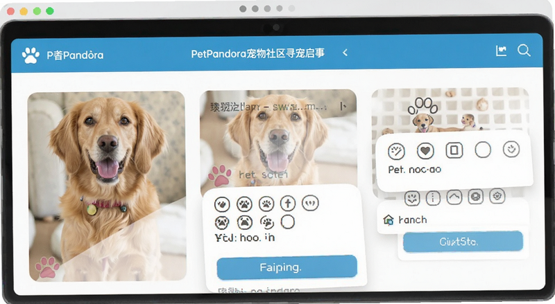 PetPandora宠物社区寻宠启事发布界面预览图