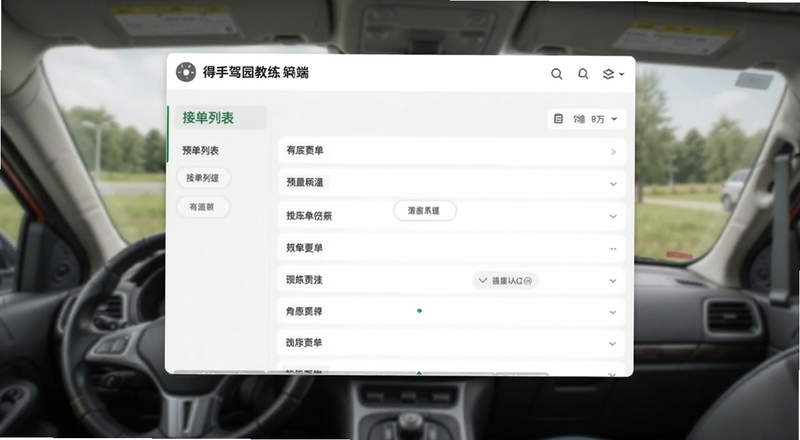 得手驾园教练端接单列表页面预览图