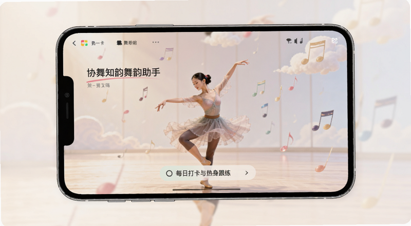 协舞知韵舞韵助手每日打卡与热身跟练界面预览图