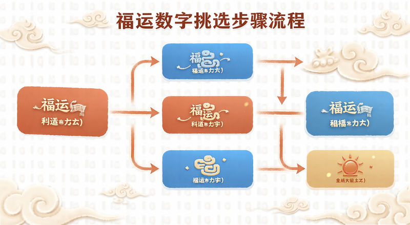 福运数字挑选步骤流程图