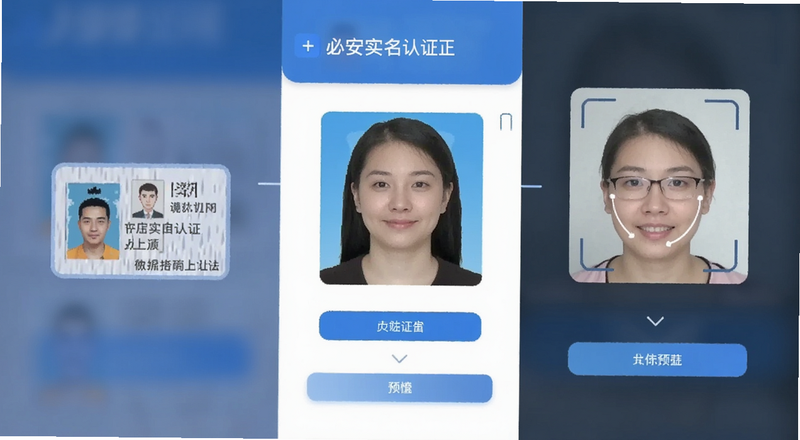 必安实名认证身份证上传与人脸识别界面预览图