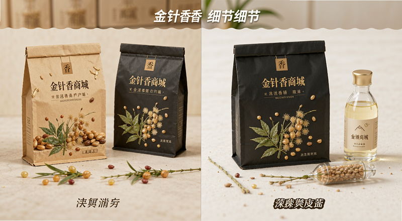 金针香商城产品包装细节对比图