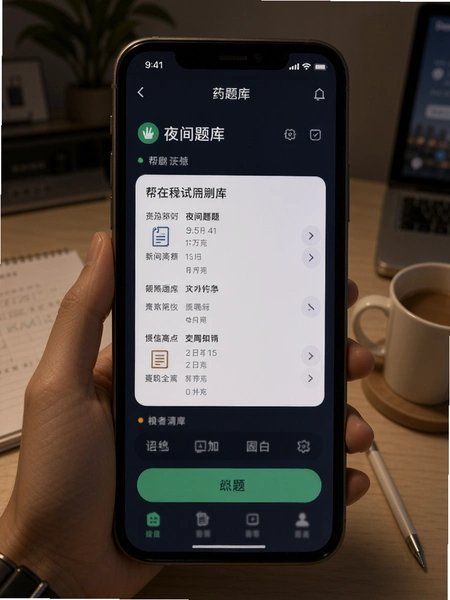 药师题库帮夜间模式刷题界面