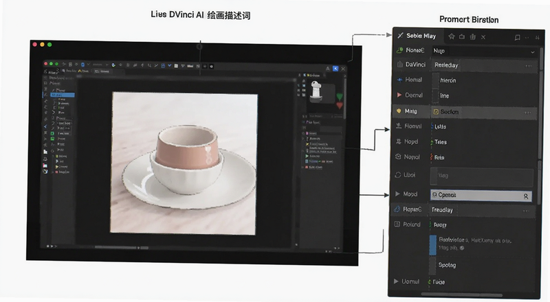 DaVinci AI绘画描述词输入与参数设置预览图
