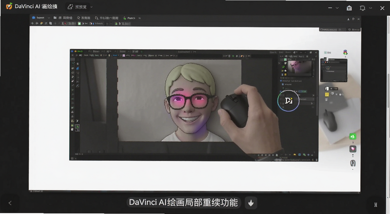 DaVinci AI绘画局部重绘功能操作预览图