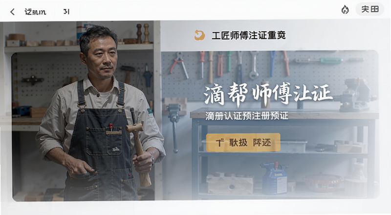 滴帮工匠师傅注册认证界面预览图