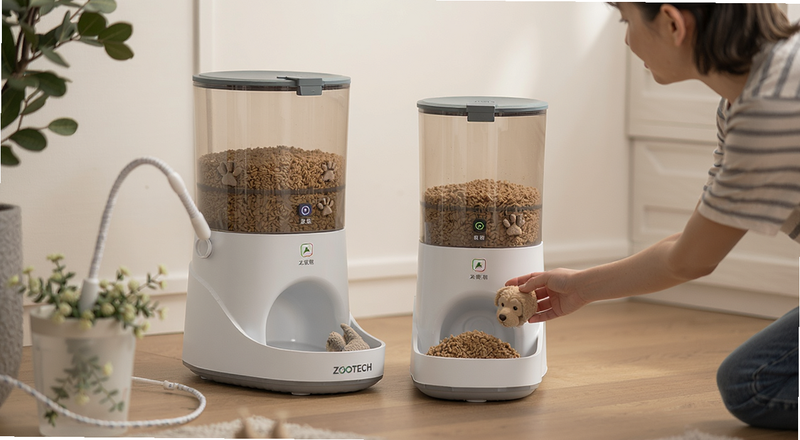 ZOOTECH智能宠物喂食器工作场景图