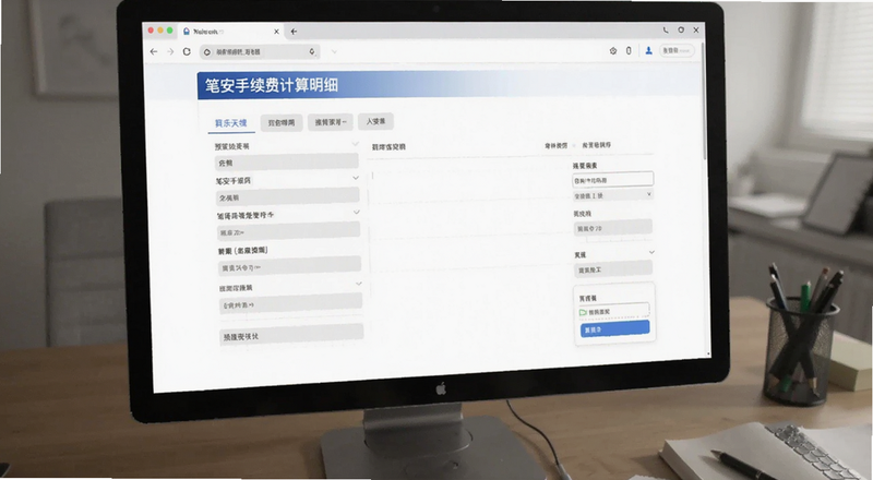 笔安手续费计算明细页面预览图