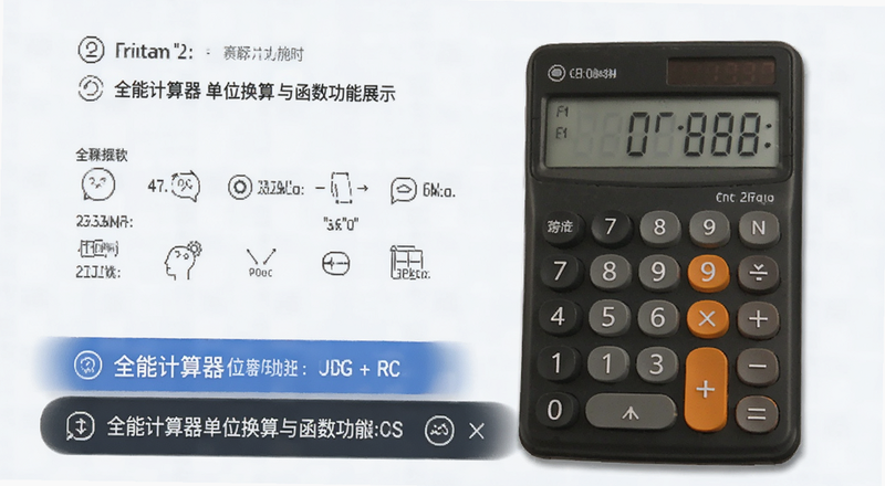 全能计算器单位换算与函数功能展示图