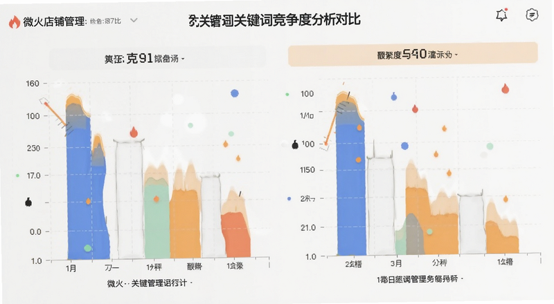 微火店铺管理关键词竞争度分析对比图