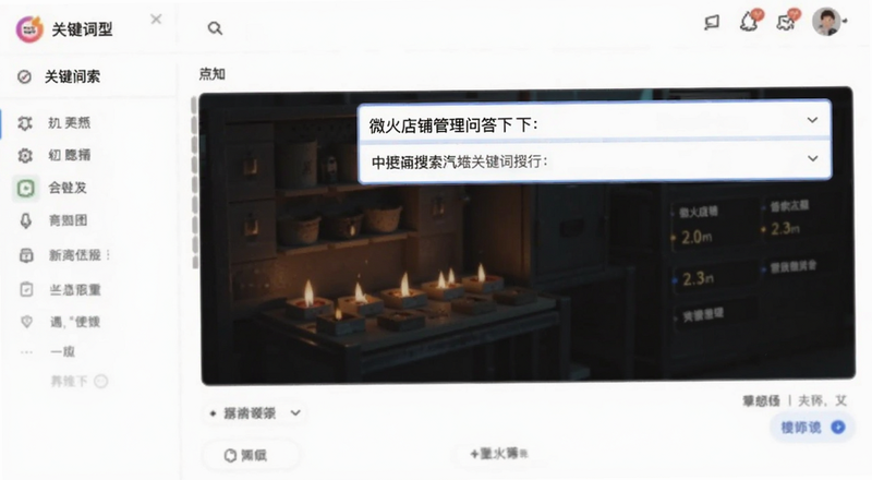 微火店铺管理问答关键词搜索下拉框展示图
