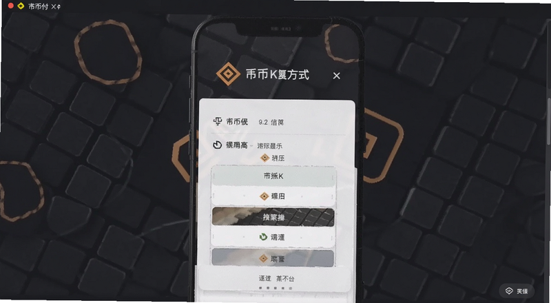 币安支付方式选择界面预览图
