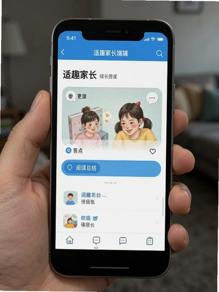 适趣家长端首页阅读总结界面截图