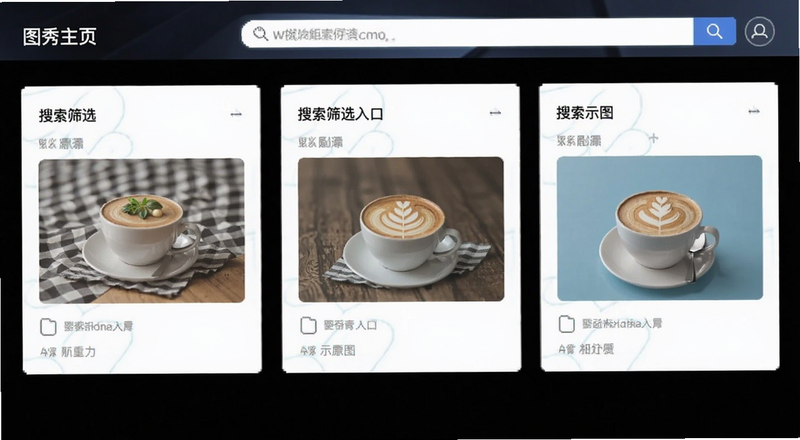 图秀主页搜索筛选入口示意图