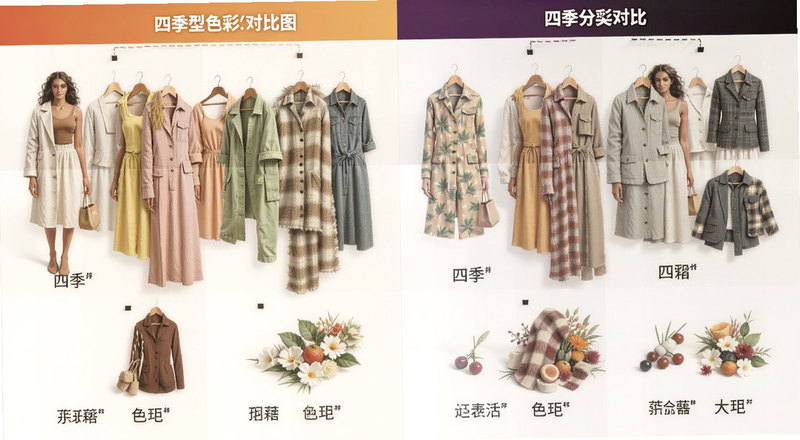 四季型色彩分类对比图