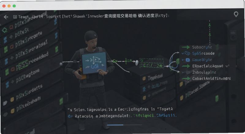 区块浏览器查询提现交易哈希确认进度示意图
