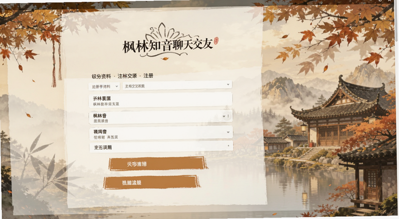枫林知音聊天交友注册资料填写页面预览图