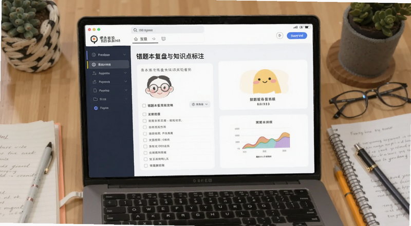 错题本复盘与知识点标注界面