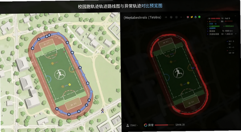 校园跑轨迹路线图与异常轨迹对比预览图
