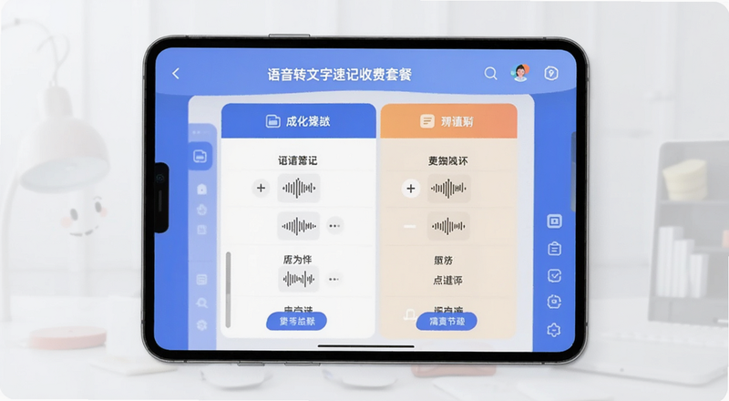 语音转文字速记收费套餐对比界面预览图