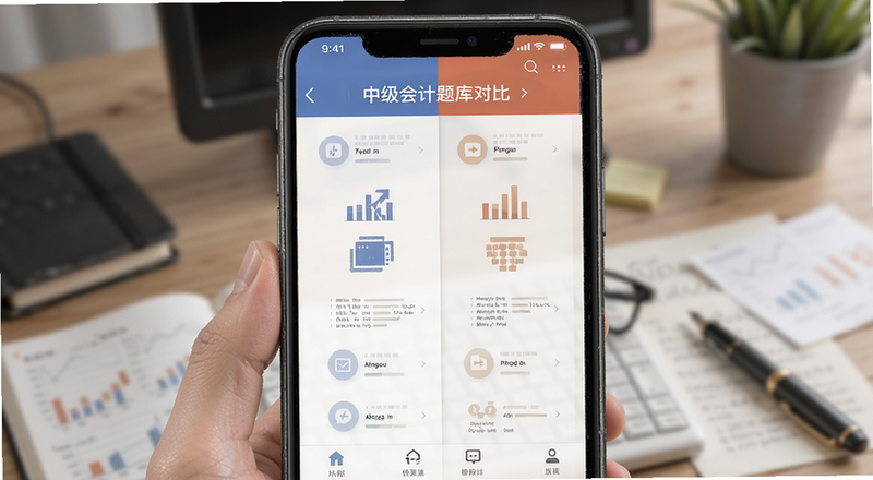 中级会计题库对比手机界面预览图