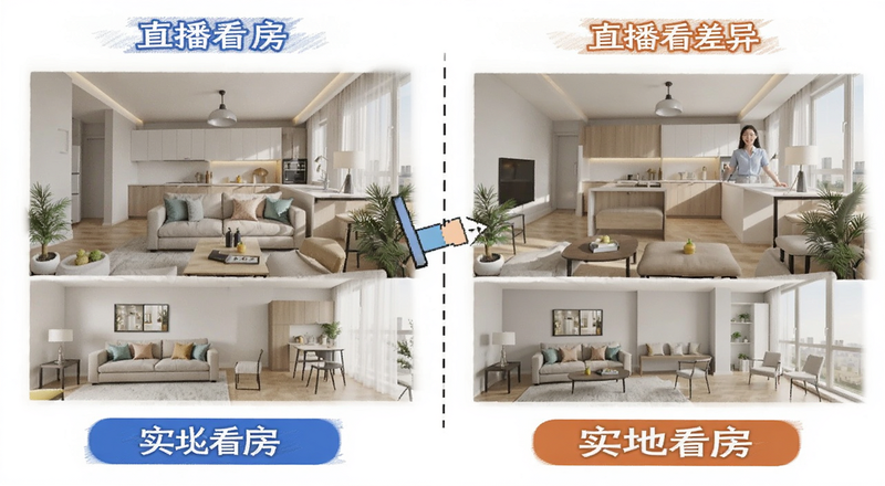 直播看房对比实地看房差异图