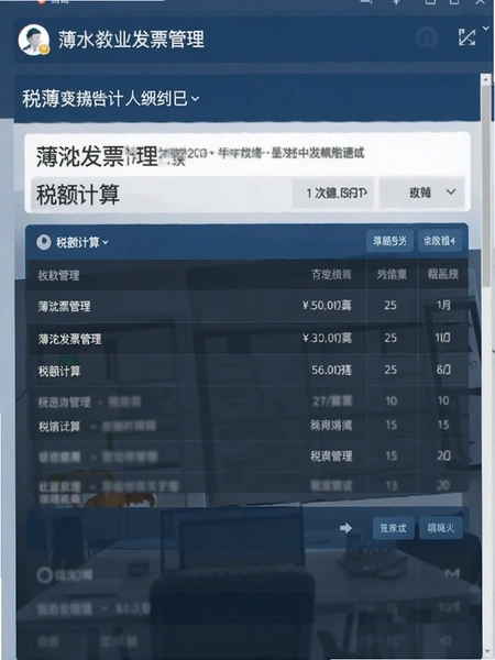 簿发票管理 税额计算页面