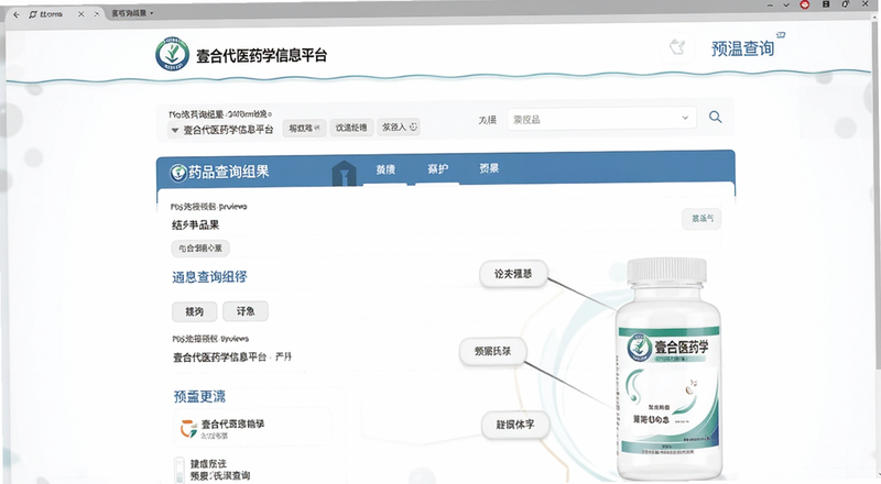 壹合代医药学信息平台药品查询结果页面预览图