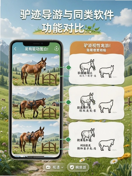 驴迹导游与同类软件功能对比图