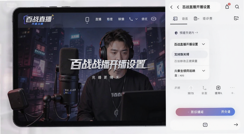 百战直播开播设置页面预览图