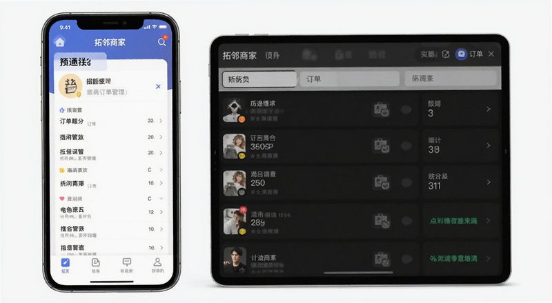 拓邻商家app订单管理列表预览图