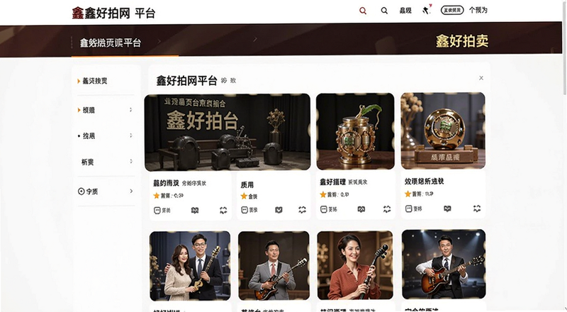 鑫好拍网平台首页拍卖列表界面预览图
