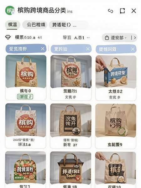 槟购跨境商品分类页面截图