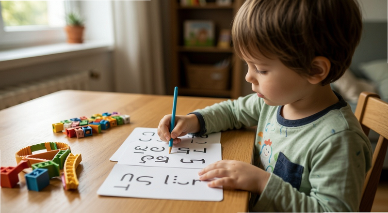 孩子使用白卡识字学习