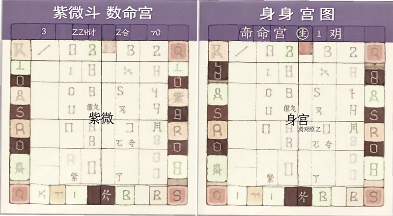 紫微斗数命宫身宫对照图